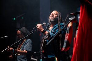 Performer on stage at R&R Fest